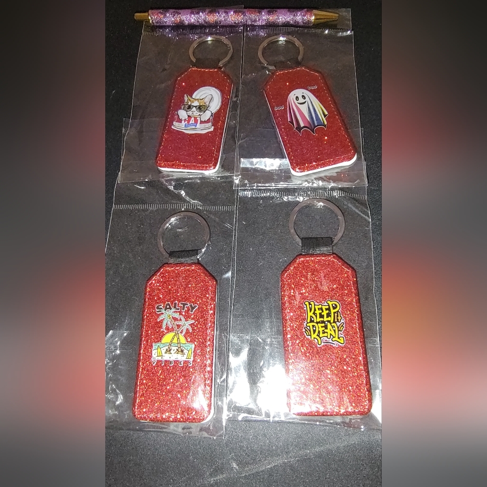 Red Glitter Keychain Set